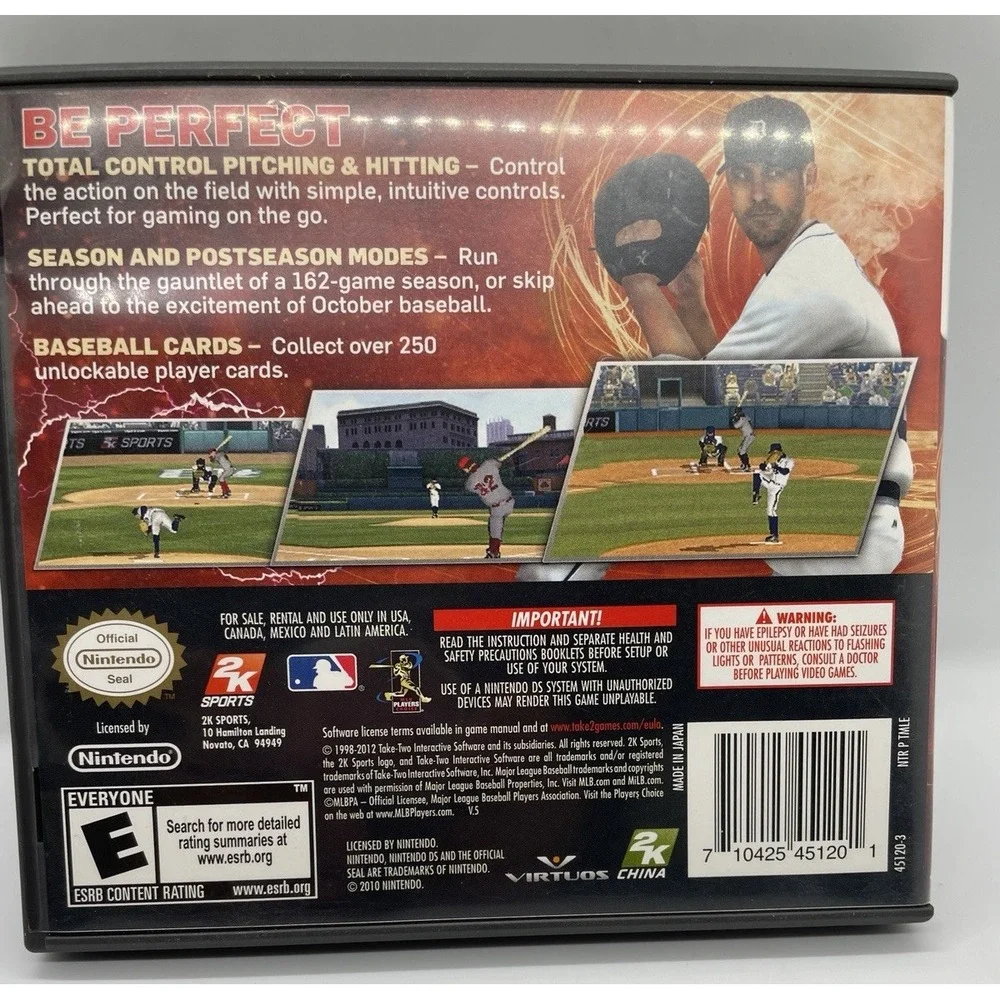 Major League Baseball 2K12 Nintendo DS Tested CIB Complete